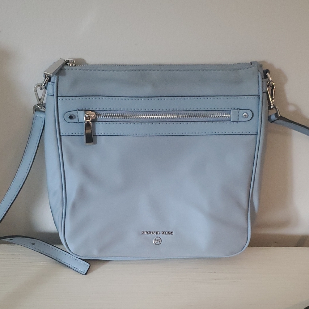 Michael Kors Blue Crossbody Bag with Silver Hardware